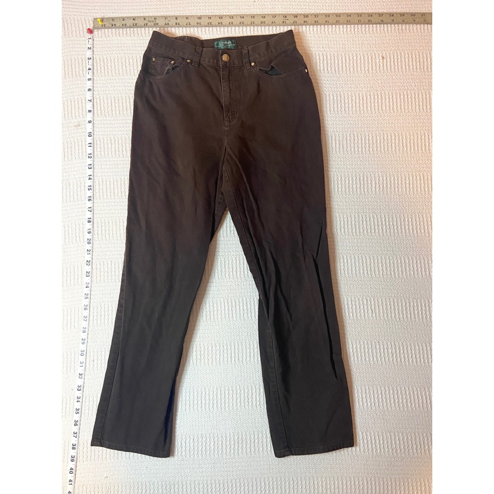 Lauren Ralph Lauren Petite Straight Leg Pants Brown Cotton Canvas Size 6P